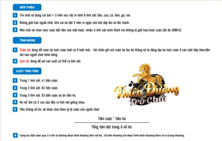 Thông tin quan trọng về game bầu cua TDTC